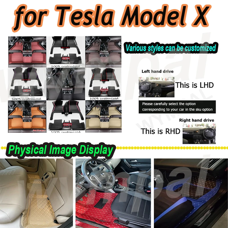 

LUXURY Car Mats Floor For Tesla Model X 2016~2022 6 Seater Anti-dirty Floor Mat Set