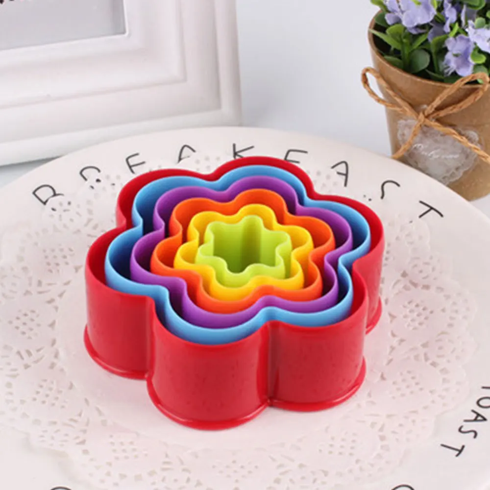 6pcs Round/Plum Biscuit Mold ABS Round Plum Cookie Cutter Cake Mold DIY Fondant Cakes Marzipan Cookie Tool Kitchen Baking Tools