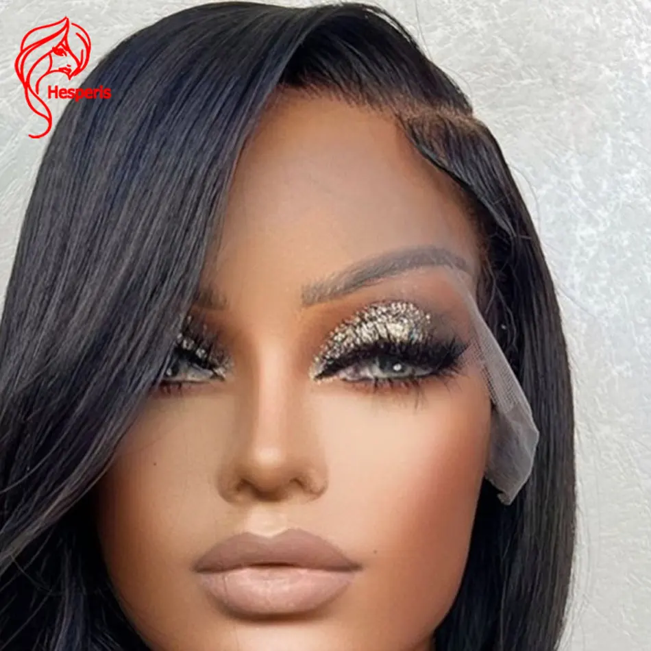 Hesperis اللون الطبيعي قصير بوب خصلات الشعر المستعار الإنسان البرازيلي ريمي 13x6 الدانتيل الجبهة غلويليس الباروكات قصيرة قطع الدانتيل الباروكات مع جزء جانبي #3