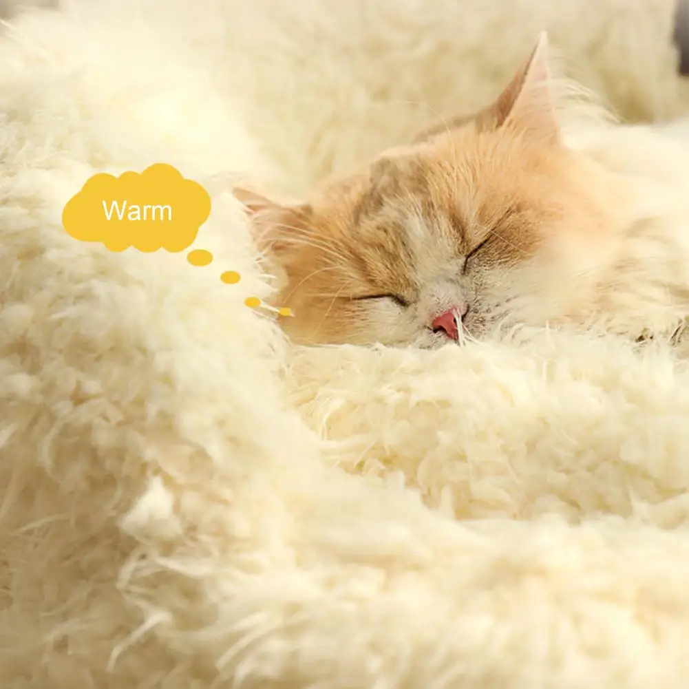 

Winter Summer Cat Bed Winter Cat Nest Cozy Alpaca Cat Bed Winter Warm Nest with Plush Pads Anti-slip Bottom Joint for Sleep