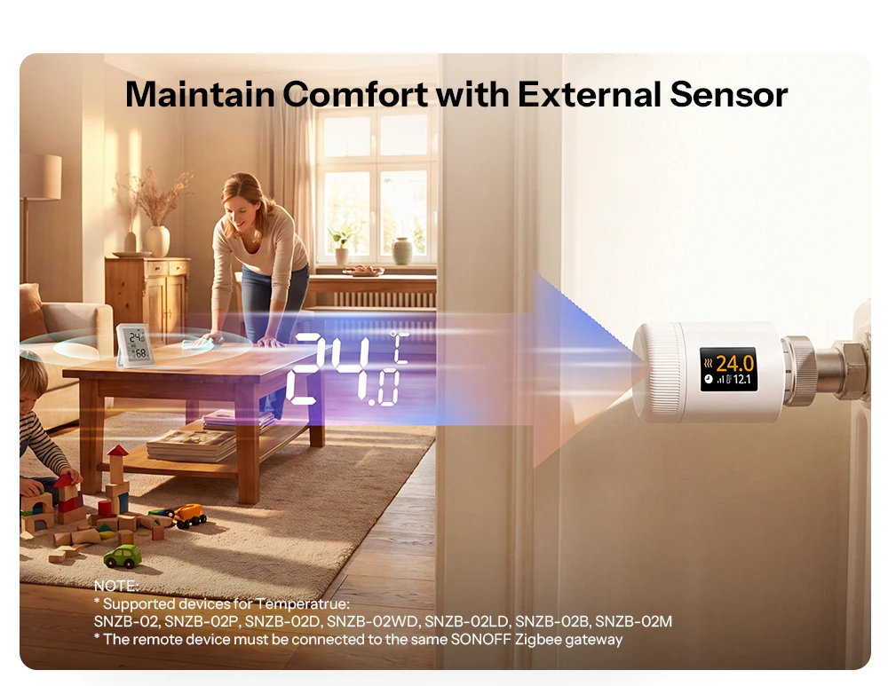 SONOFF TRV-ZBT Gen2 Zigbee Thermostatisches Heizkörperventil, Kompakter, Echtzeit-Temperatur, Präzise Temperaturregelung, Intelligente Zeitplanung – Detail 8