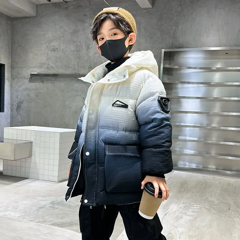 

Зимнее утепленное хлопковое пальто для мальчиков 2025 года, утепленная модная зимняя куртка больших размеров для маленьких мальчиков