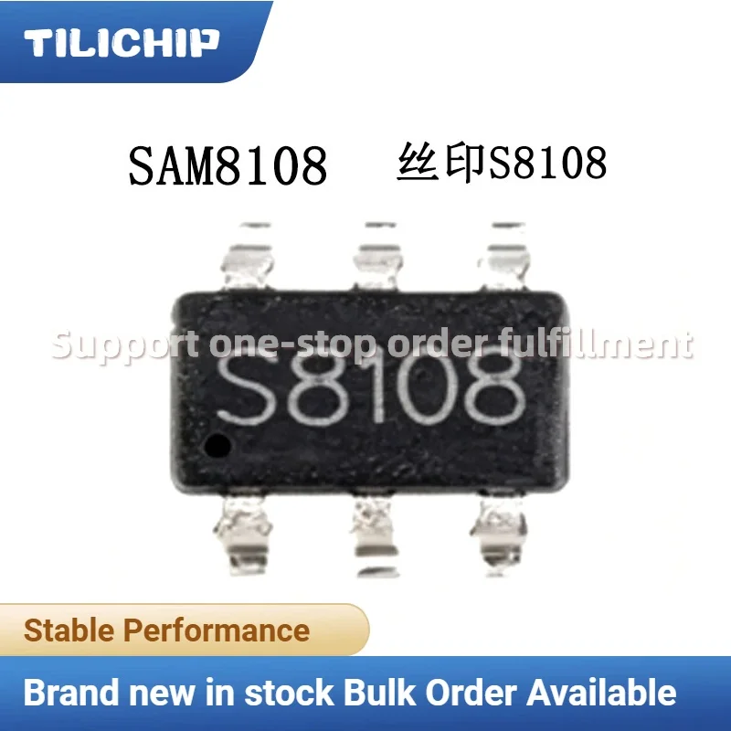10PCS~20PCS Brand new SAM8108 Silk-printed S8108, SOT23-6 package, ON-OFF button touch switch chip, original