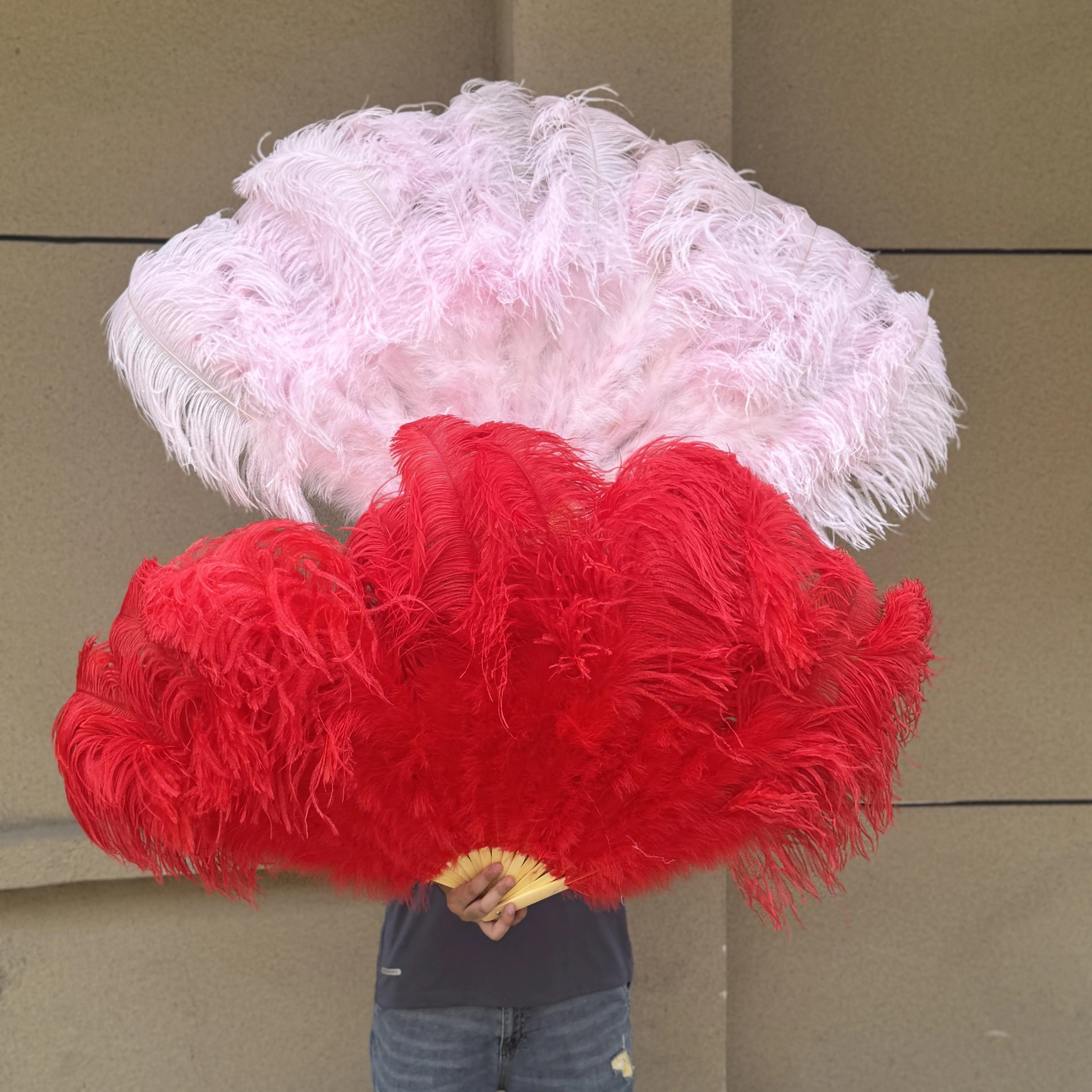 

6PCS/Lot Ostrich Feather Fans Fluffy Performance Dance Folding Hand Held Fan Various Styles Party Props Stage Show Props Fans