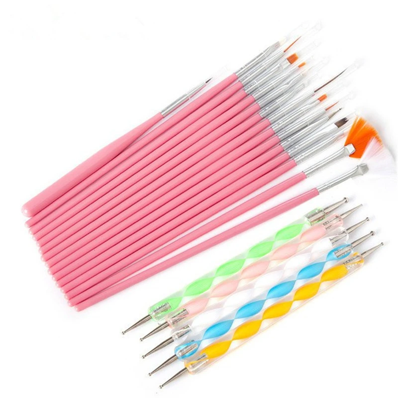 20pcs/set Nails Manicure Liquid Powder Carving art Nail Gel multi-purpose Polish Painting Pen