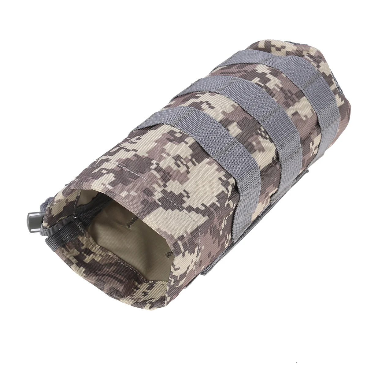 

Water Bottle Pouch Camouflage Waterproof Nylon Bag Outdoor Portable Trekking Camping Mesh Bottom Elastic Belt Drawstring Closure