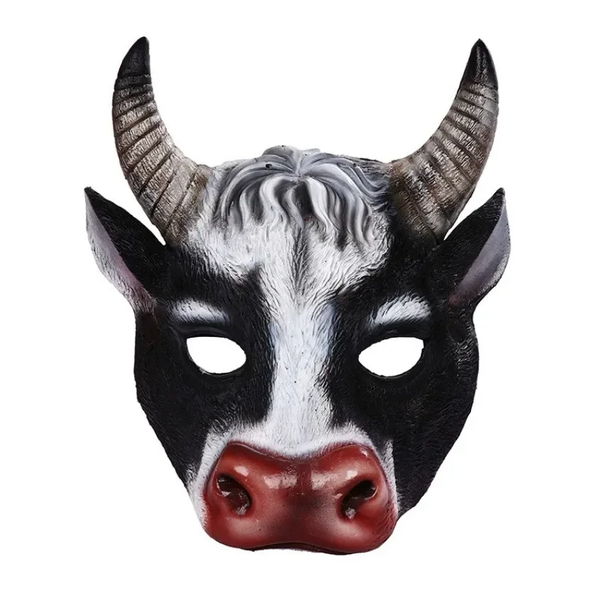 PU Foam 3D Realistic Animal Cow Head Mask Carnival Easter Party Performance Prop Half Face  Halloween Mask Cosplay Mask - view 2
