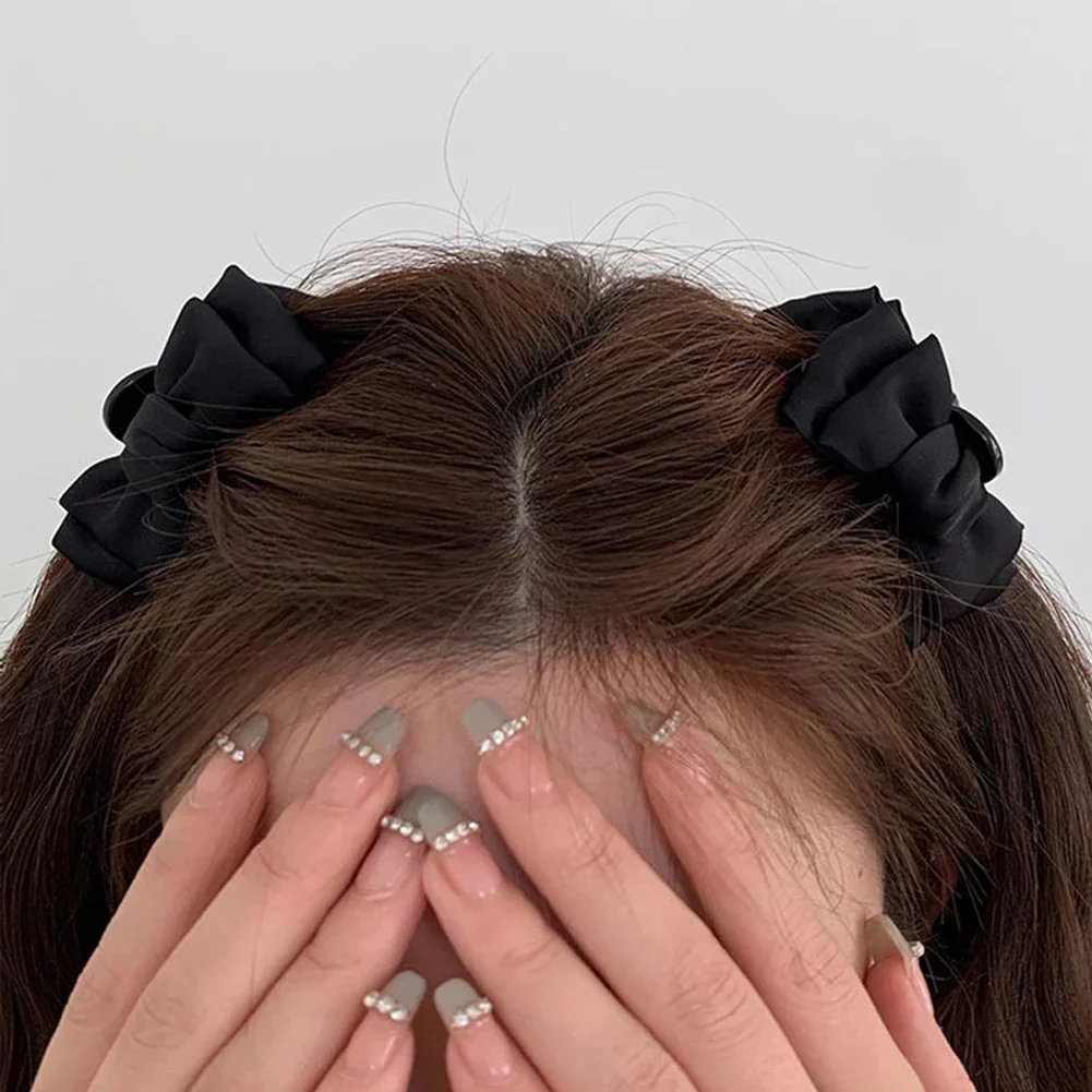 1PC Black Bow Princess Small Hair Claw Clamp Head Grab Clip Women Girl Hair Side Clip Forehead Bangs Hair Clip Styling Headdress