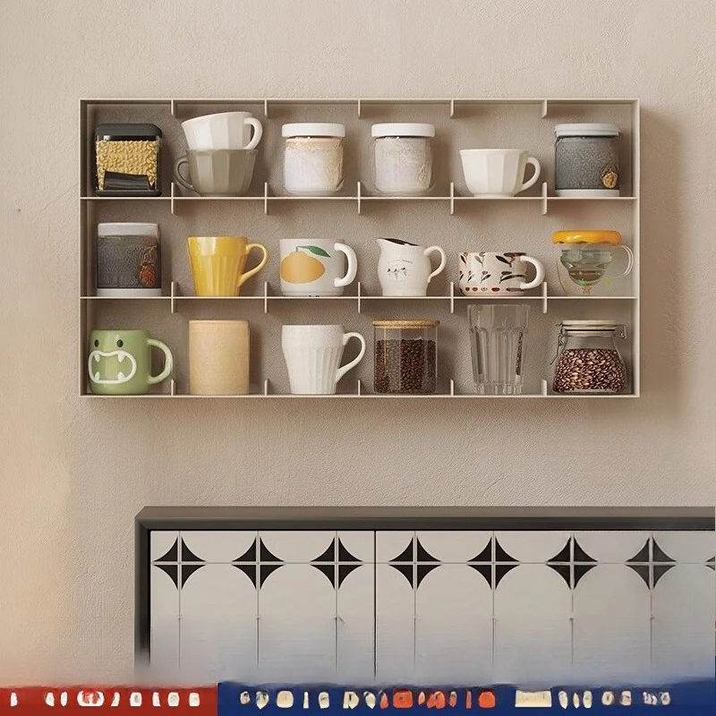 

Wall water cup shelf bookshelf living room wall hanging decorative cup holder multi-layer mug storage rack display rack