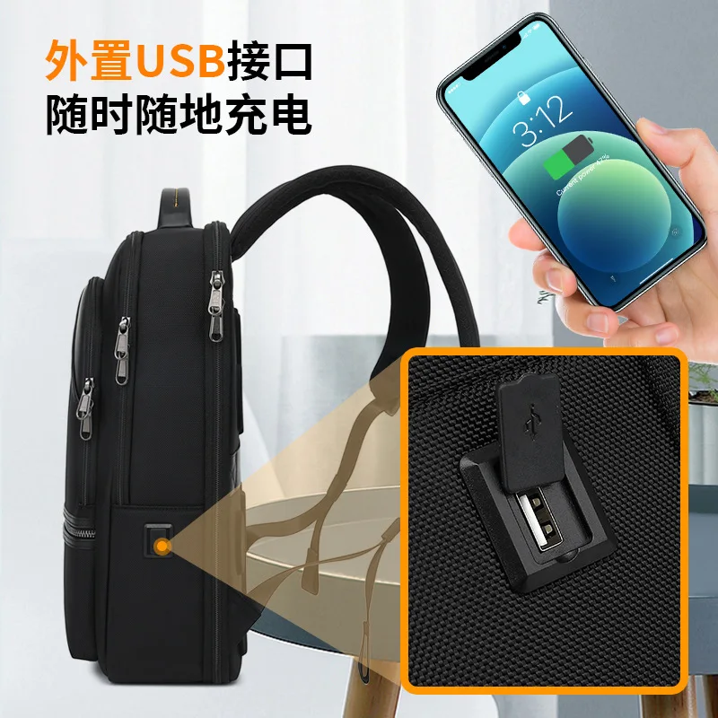 جديد النايلون الأعمال حقيبة كمبيوتر العمل التنقل مقاوم للماء سعة كبيرة للرجال محمول على ظهره الحقائب المدرسية للمراهقين #4