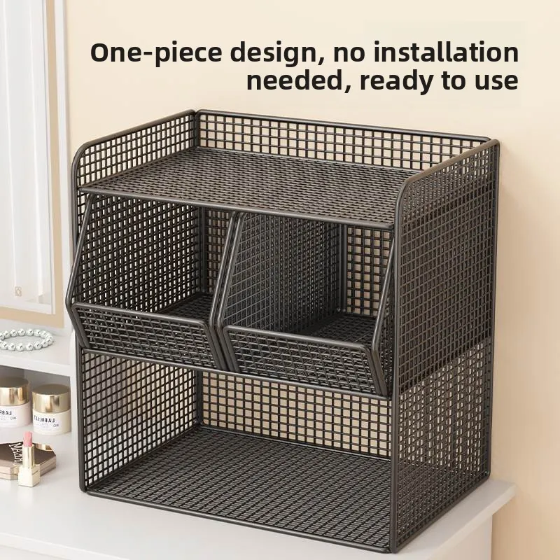 

Multi-Layer Cosmetic And Skin Care Storage Box Desktop Organizer Ra Dormi Vani Table Portable Iron And PP Plastic Org...