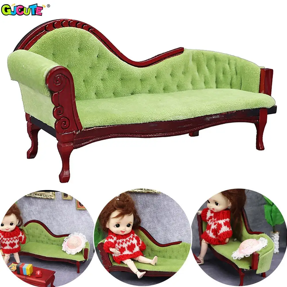 1:12 Dollhouse Miniature Retro Sofa Imperial Concubine Couch Chair Furniture Living Room Model Decor Toy Doll House Accessories