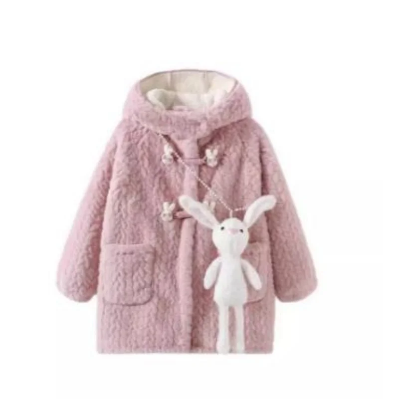 

2024 Girls Jacket Autumn Winter Warm Faux Fur Coat For Girls Christmas Princess Outwear Cute Plush Children Clothing 3 -14Yrs