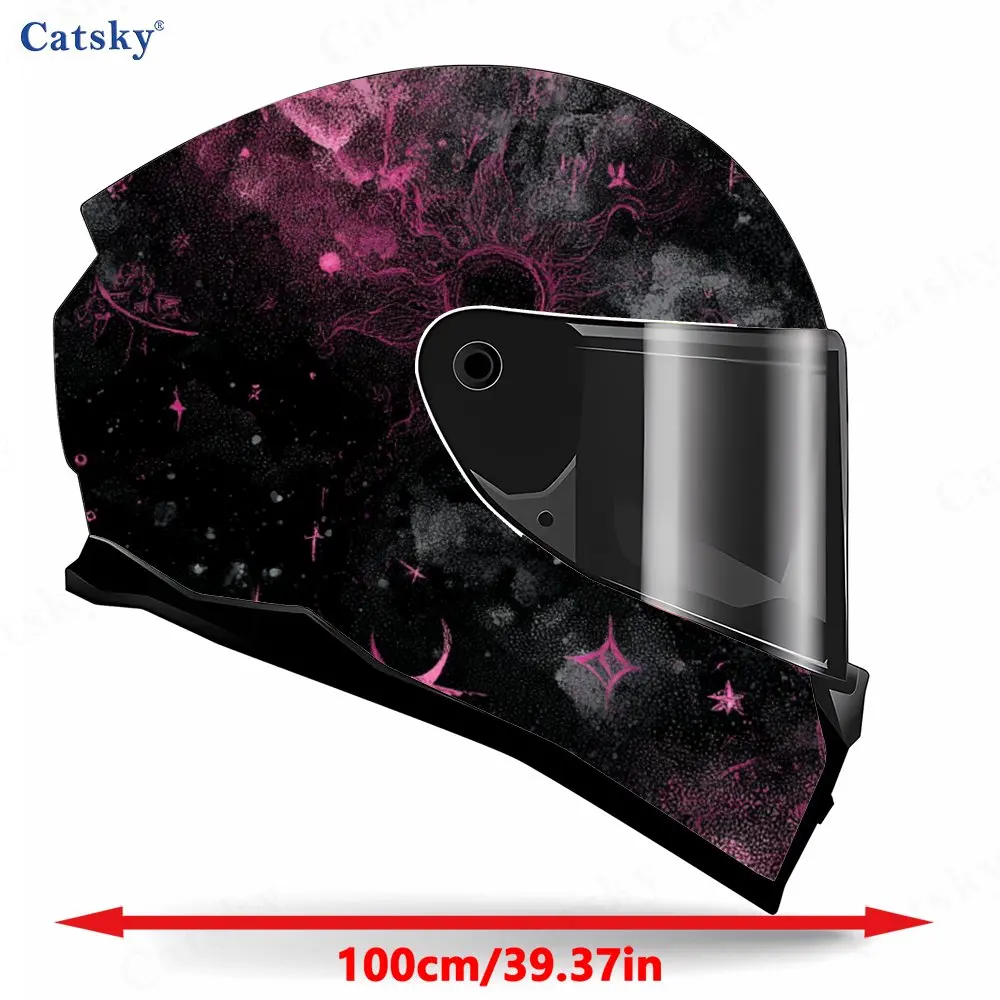 Dreamy Pink Nebula Pattern Helmet stickers , PVC Material Multifunctional Helmet Stickers, Scratch-Resistant & Fade-Proof, Easy