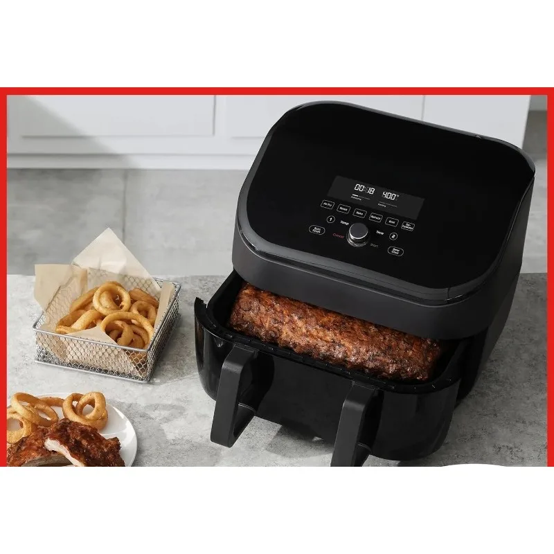 Air Fryer 8 in 1 Functions Fry French Fries Grill Bake Roast Dehydrate Reheat At Same or Different Temperature Easy To Set Up