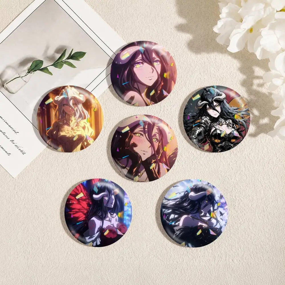 Anime O-Overlord Albedo 25 32 44 58 75mm Badges Personalized Round Brooches Pins Accessory Gift