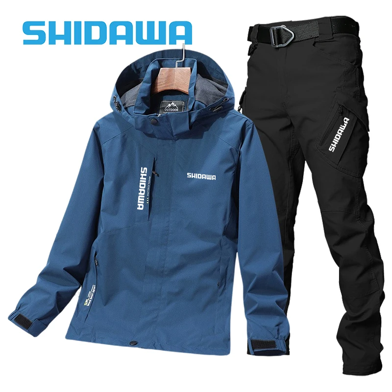 Imagem -03 - Fatos de Pesca com Capuz Masculino Roupas de Montanhismo Windproof Impermeável Jaqueta de Ciclismo Calças Finas Esportes ao ar Livre Primavera Outono