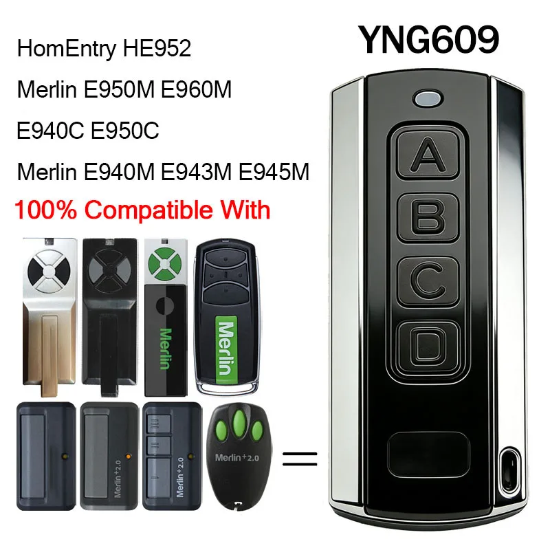 

Для Merlin 2,0 E960M E950M E945M E943M E940M C945 E950C E940C HomEntry HE952 пульт дистанционного управления гаражными воротами 433,92 МГц