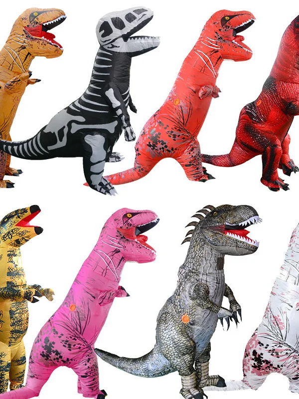 Volwassen Kids T-Rex Opblaasbare Dinosaurus Kostuums Pak Jurk Anime Party Cosplay Carnaval Halloween Kostuum Voor Man Vrouw