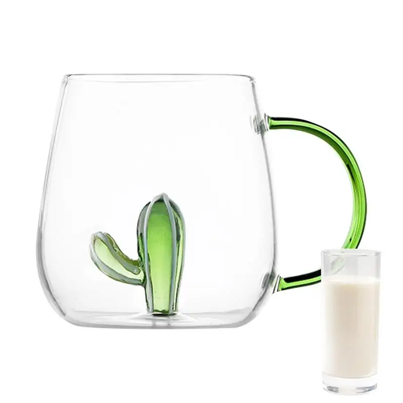 Cactus / Small Whale Glass Cup Three-Dimensional Animal And Plant Shape Coffee Milk Drink Cup Cute Transparent Glass Cup