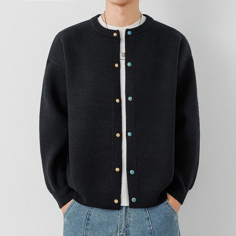 Autumn and Winter Men's Knitted Cardigan Jacket Fashionable Classic Versatile and Warm Sweater Jacket