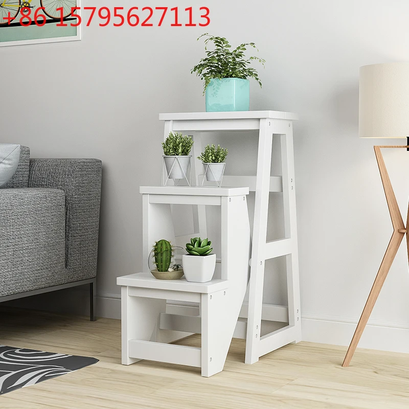 Three-stage Auxiliary Wooden Telescopic Ladder Foldable Drabina Stand Portable Banco Escada Escabeau Fijas De Interior Household