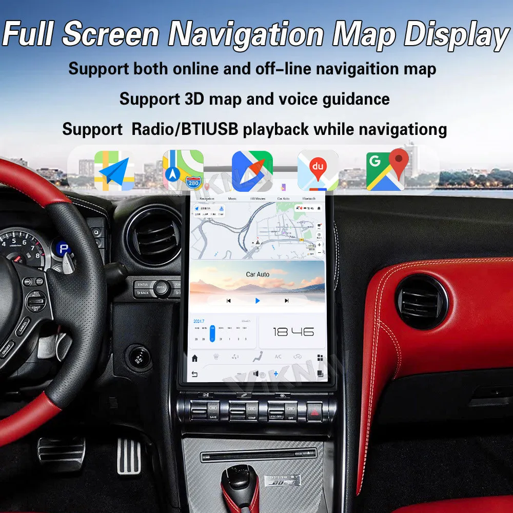 Viknav 14.4 بوصة ترقية راديو السيارة أندرويد لنيسان GTR 2008-2015 اللاسلكية Carplay نظام تحديد المواقع والملاحة مشغل وسائط متعددة رئيس وحدة
