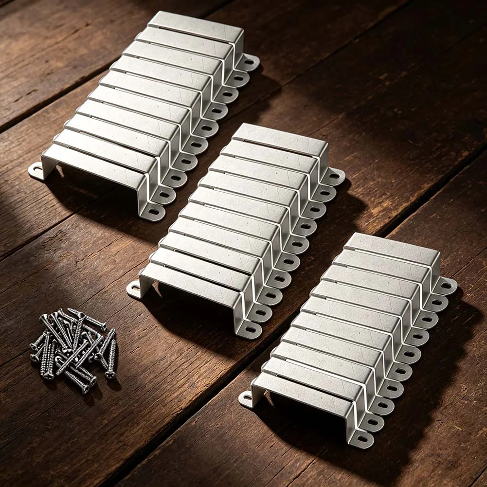 Metal Fence Post Bracket Kit 30pcs Rust Resistant Brackets with 60 Fastening Screws for Outdoor Fence Panel Installation