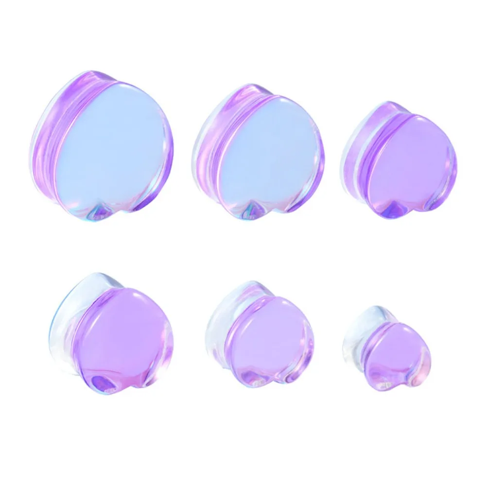 Mode Transparent Solide Rosa Lila Glas Herzförmige Ohr Expander Ohrmuschel Piercing Schmuck Ohr Expansion Artefakt 6-25mm – Detail 6