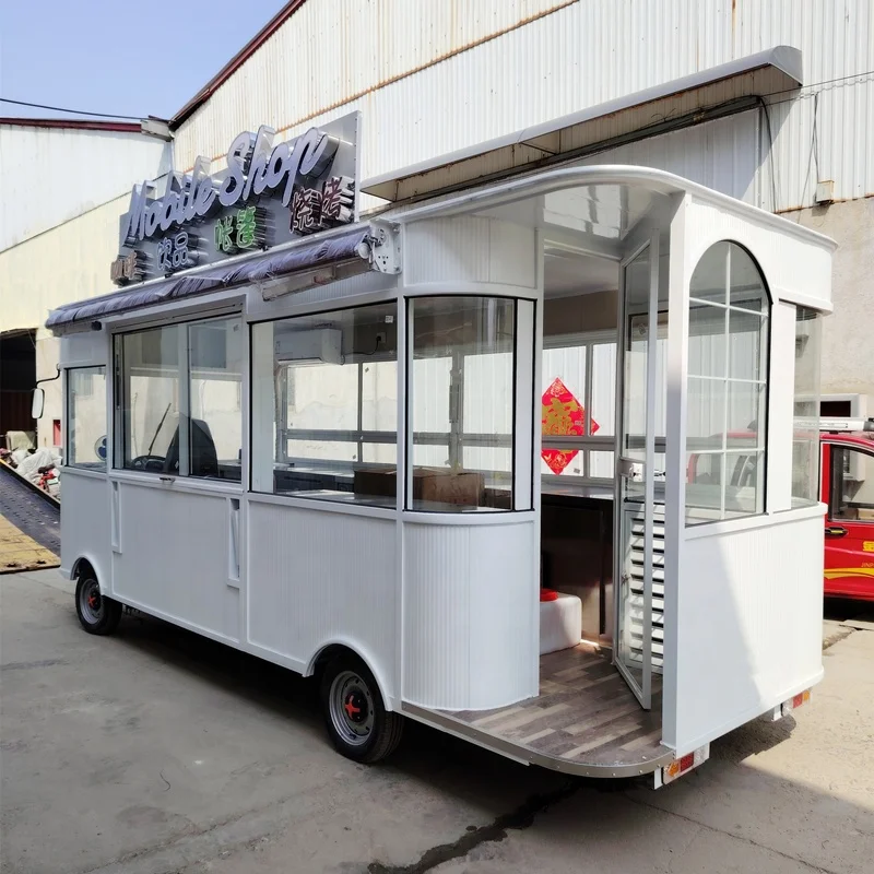 Mobile Juice Bar Food Trailer Street Food Truck Trailer Fully Equipped with Blender and Fridge for Smoothies and Drinks