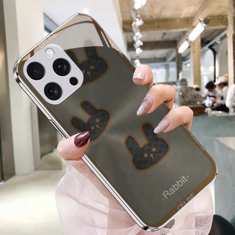 حافظة لهاتف آيفون 16 15 14 13 12 11 Pro Max X XR XS MAX 8 7 Plus مقاومة للصدمات طلاء معدني جديد غلاف زجاجي