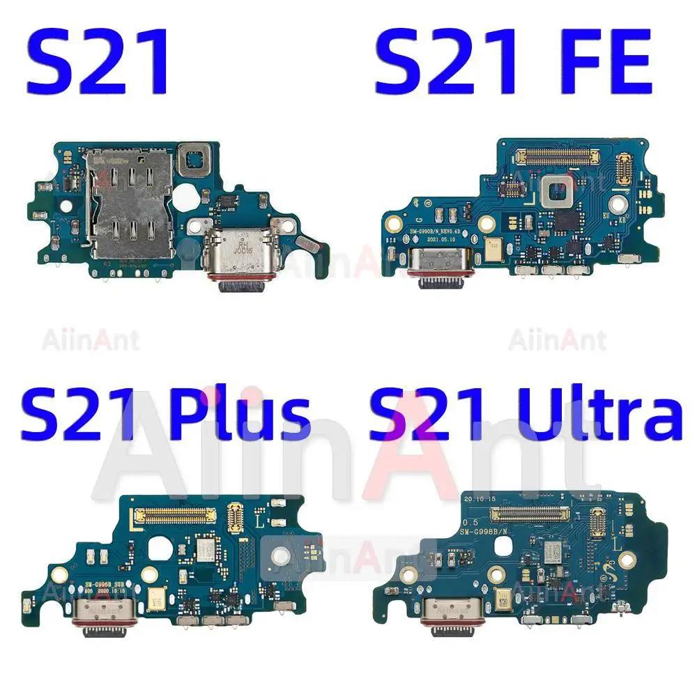 Aiinant USB Charger Board Dock Connector Charging Port Flex Cable For Samsung Galaxy S21 Ultra Plus FE S21+ G991B G996B G998B