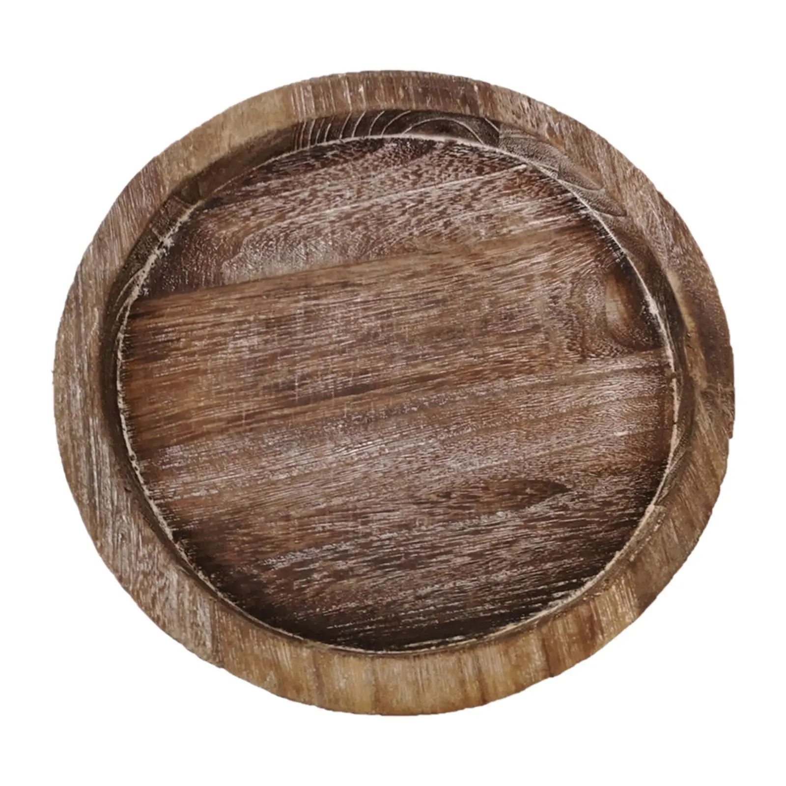 Round Natural Wooden Tray Wood Plate Tea Food Server Dishes Water Drink Dish Bamboo Display Tray for Tea Bread Fruit