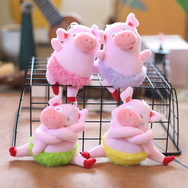 Piggy Pendant Pink Pig Plush Toy Cartoon Keychain Key Ring Anime Plushie Stuffed Action Figure Doll Key Chain Toys Gift