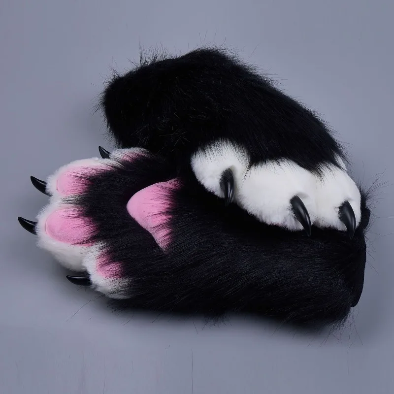 A pair Fursuit Paw Gloves Furry Cosplay Cute Animal Claws Nails Kig Kigurumi Cos Costume Props for Adults Kids 22 Colors
