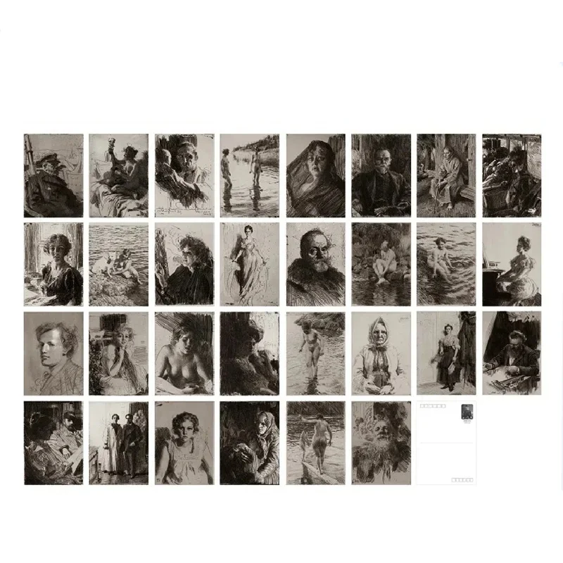 30 pezzi retrò Anders Zorn pittura cartoline decorative ins stile biglietto dei desideri creativere adesivo da parete fai da te biglietto di auguri messaggio regalo