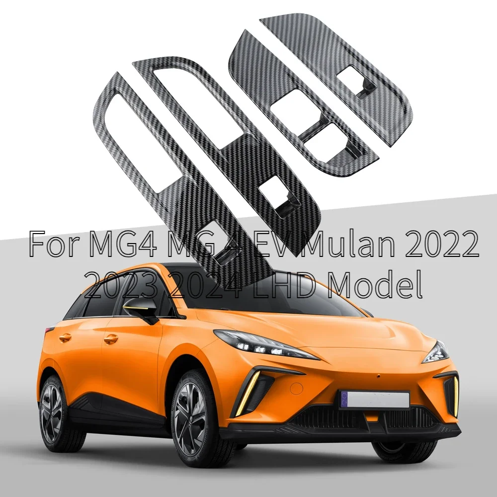 4szt dla MG4 MG 4 EV Mulan 2022 2023 2024 LHD Przełączniki podnośnika szyby samochodowej Pokrywa panelu Naklejki z włókna węglowego