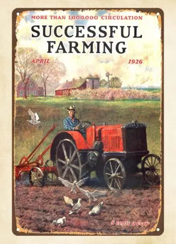 Successful farmingIllustrated by Walter Haskell HintonApril 1926 metal tin sign