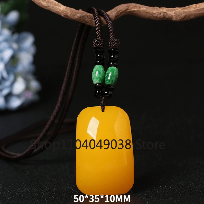 Wax Pendant Sweater Chain Men's and Women's Chicken Oil Yellow Amber Long Necklace Second Generation National Wind Wax Pendant