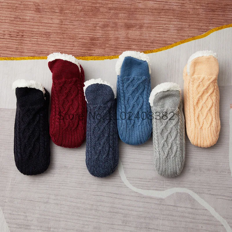 Thickened Winter Woven Thermal Cashmere Socks Floor Socks Women Carpet Home Plus Socks Velvet Sleep Socks Slippers Boat Socks