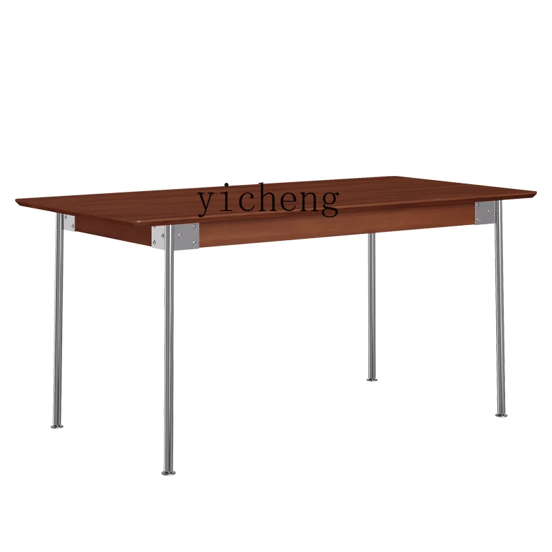 ZC Solid Wood Dining-Table Chair Combination Retro Small Apartment Nordic and Japanese Style Household Rectangular Table