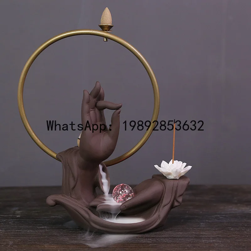 

X4-1 Creative Purple Sand Backflow Fragrant Road Bergamot Monk LED Lighting Ring Entrance Ornament