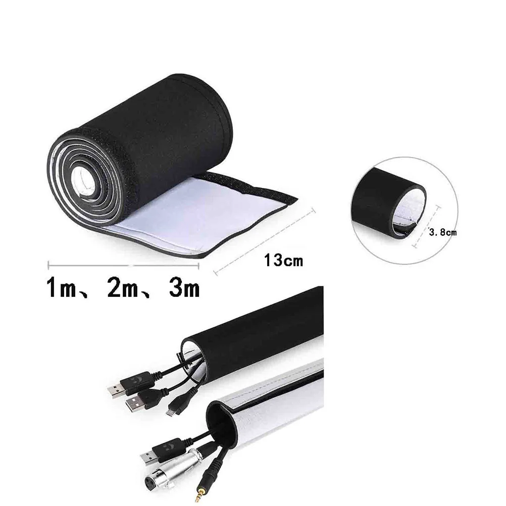 

3M 13Cm Cable Organizer Sleeve Thick Neoprene Wire Management Cover for Desktop Cord Protector Smooth Tangle Proof