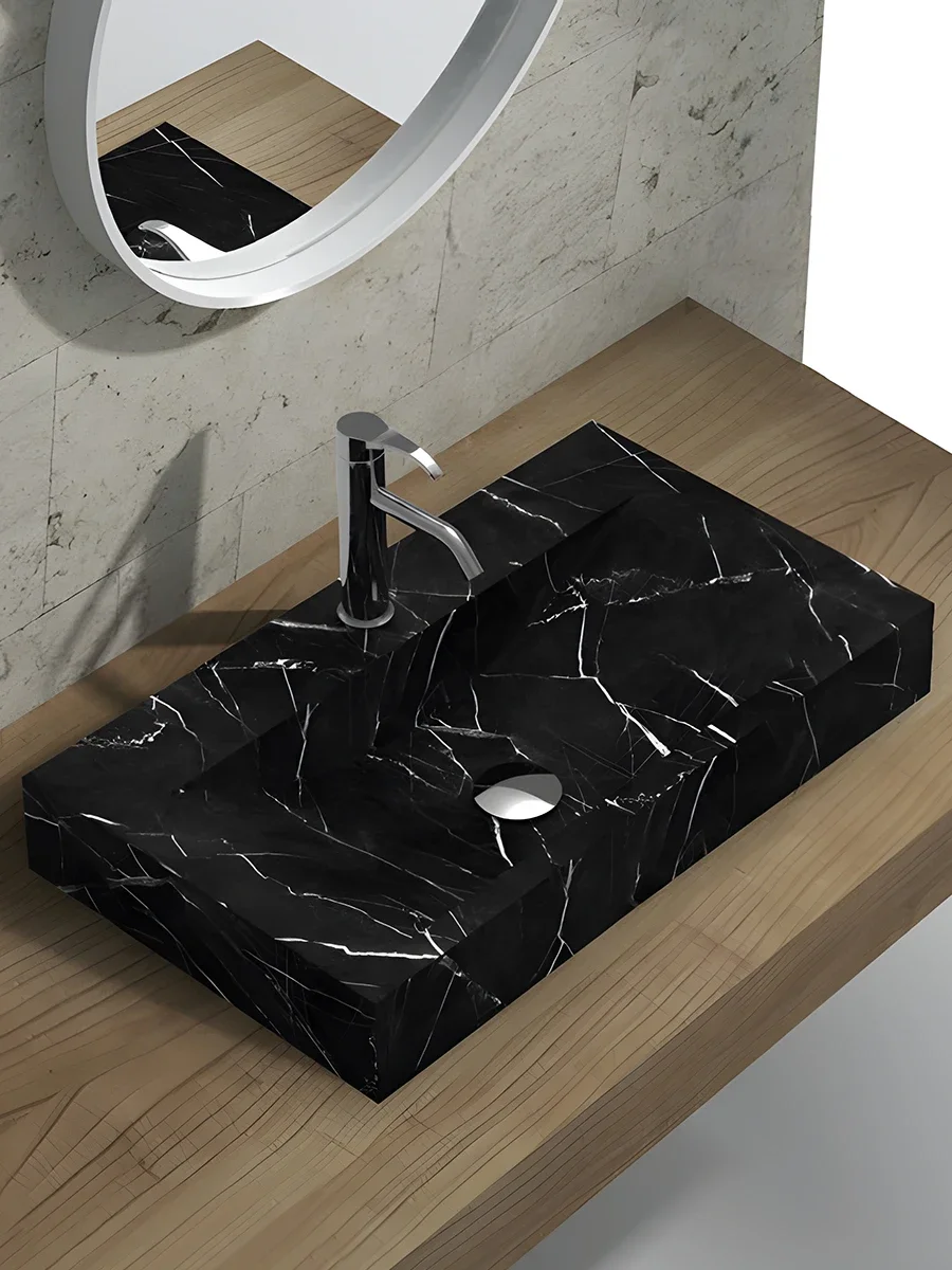 

Nordic Modern Hotel Premium Light Luxury Wind Counter Basin Simple Washbasin Household Bathroom Marble Washbasin