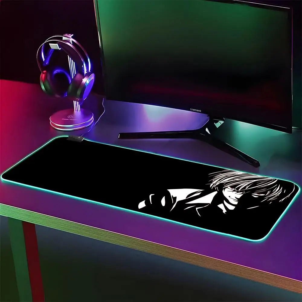 Anime Death Note Mouse Pad RGB Gaming Mouse Pad Desk Mat HD Gamer Large LED Light XXL MousePads