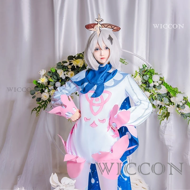 Paimon Cosplay Dress Anime Game Genshin Impact Paimon Cosplay Costume Women Girls Lolita Dress Wig Jumpsuits Halloween Costumes