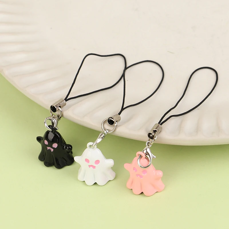 Kawaii Cartoon Ghost Phone Lanyard Cute Ghost Mobile Phone Chains Earphone Case Pendant For Girls Halloween Gifts