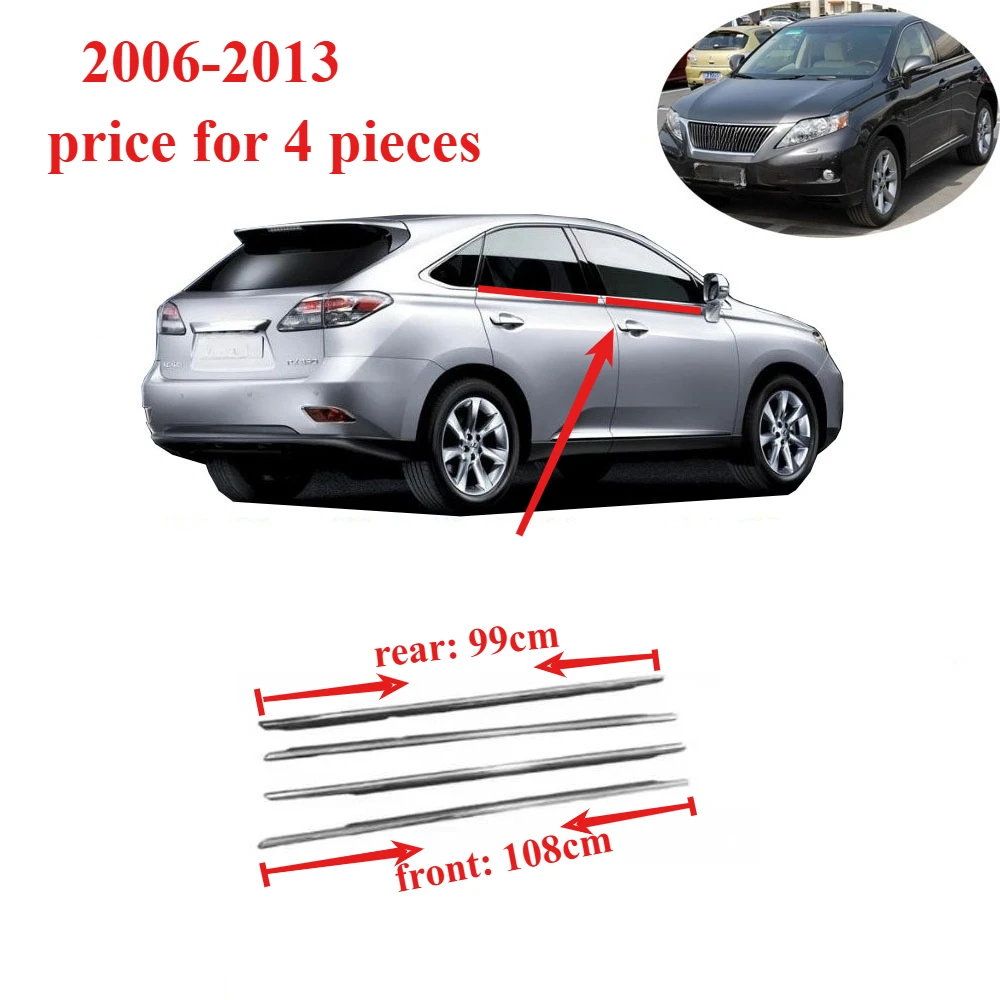 

4 Pieces Chrome Outside Window Glass Rubber for Lexus RX 2006-2013 Windows Weatherstrip for Lexus Moudling Belt Line 75720-48060