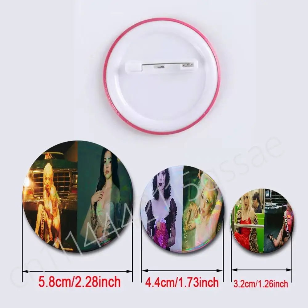 FOR Mon Laferte Femme Fatale Round Badge 2Pcs Button Pin Brooch Cosplay Prop Collection Souvenir Bag Ornament