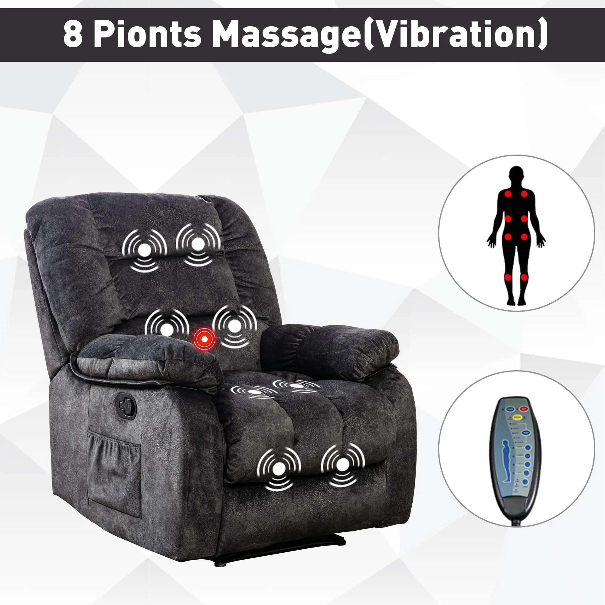 1-Piece Manual Body Massage With Heating Function Sofa Chair Comfortable Elderly Chair Functional Chair With Storage Bag